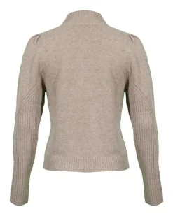Repeat Mock Neck Puff Sleeve Cashmere Sweater
