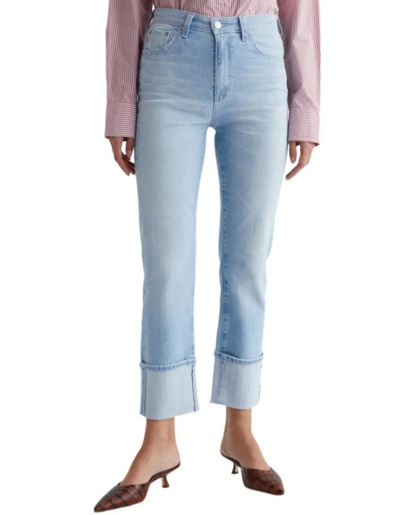 Saige Cropped Wide Turned Up Hem Jeans