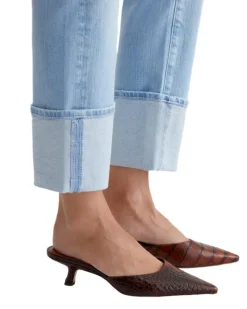 Saige Cropped Wide Turned Up Hem Jeans