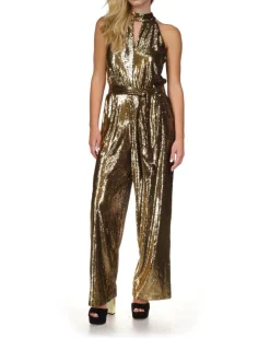 Sequin Halter Wide Leg Jumpsuit