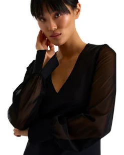 Shan - Sofia Sheer Sleeve Elegant Dress