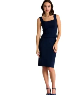 Shan Sofia 3D Pencil Skirt Navy
