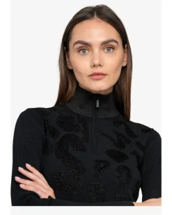 Sportalm Pattern Front Zip Split Neck Pullover