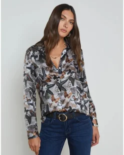 Tyler Dark Butterfly Silk Blouse