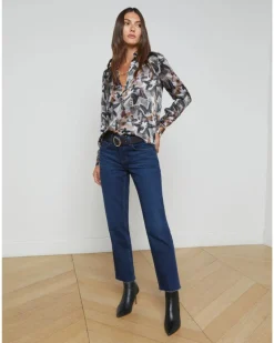 Tyler Dark Butterfly Silk Blouse