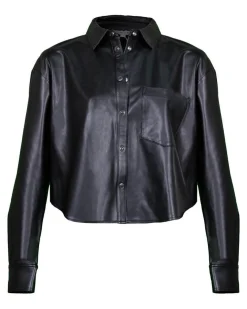 Veronica Beard Aderes Faux Leather Shirt