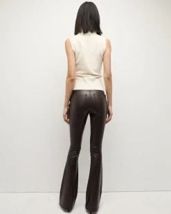 Veronica Beard Beverly Dark Chocolate Vegan Leather Skinny Flare Pant