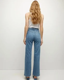 Veronica Beard Crosbie Wide Leg Striped Jeans