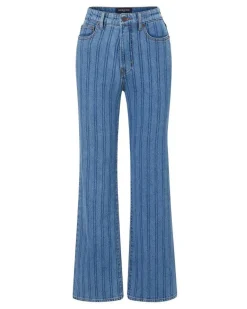 Veronica Beard Crosbie Wide Leg Striped Jeans