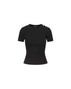 Veronica Beard Draya Rhinestone Button Tee