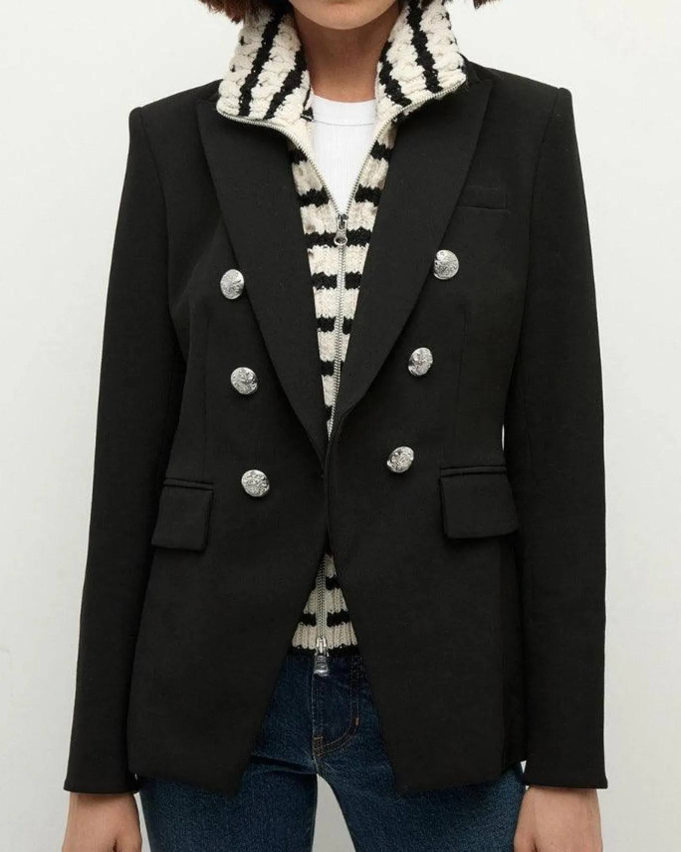 Veronica Beard Upstate Stripe Wool Dickey